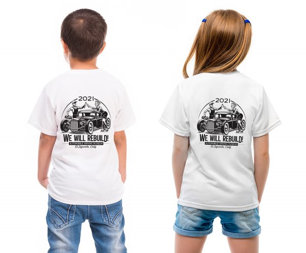 Kids in a white T shirt showed in back side isolated for your design